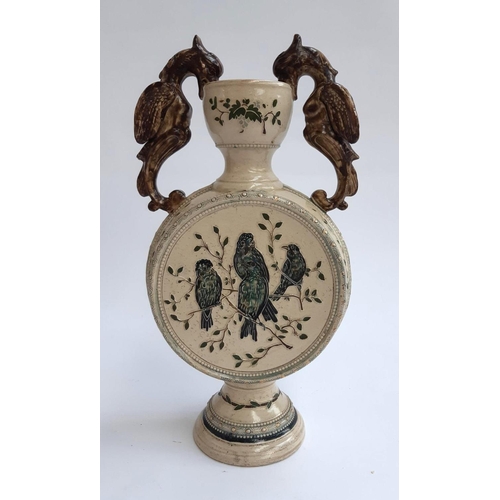 103 - A large Moon vase with Griffins & Blackbirds, 36cmH, possibly Austrian