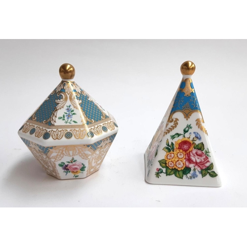 120 - Two Spode paperweights, one in the form of a pyramid, 10cmH