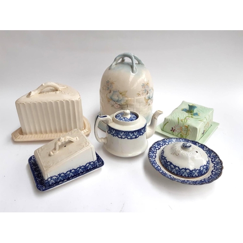 123 - An Empress Ironstone cheese cloche 29cmH, together with a Beswick butter dish, one further cheese cl... 