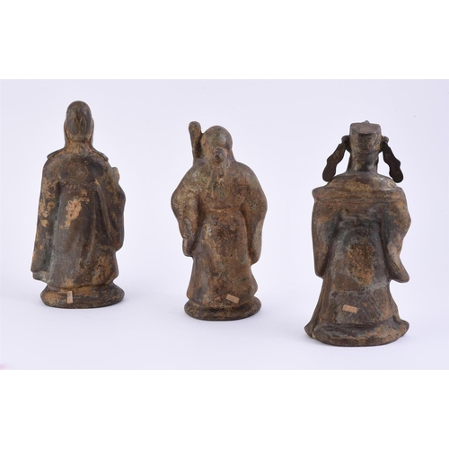 168 - Three 20th century Chinese cast iron models of deities, the tallest 32cm high 

Provenance: The prop... 