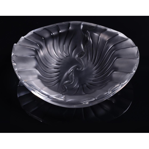 219 - A group of four small crystal Lalique bowls comprising a small 'Honfleur' bowl, 15cm diameter, a 'Du... 