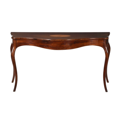 532 - A late 18th century George III mahogany and inlaid side table, of serpentine outline, the table top ... 