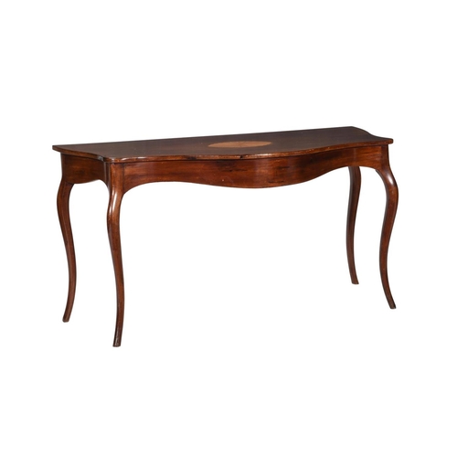 532 - A late 18th century George III mahogany and inlaid side table, of serpentine outline, the table top ... 