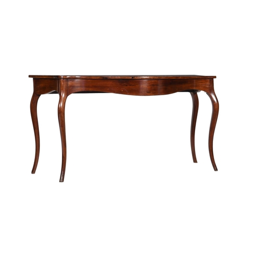 532 - A late 18th century George III mahogany and inlaid side table, of serpentine outline, the table top ... 