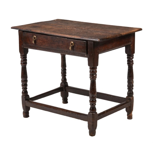 465 - A late 17th or early 18th century oak side table, 86cm wide, 55cm deep, 73cm high