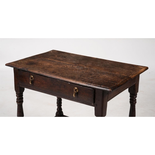 465 - A late 17th or early 18th century oak side table, 86cm wide, 55cm deep, 73cm high