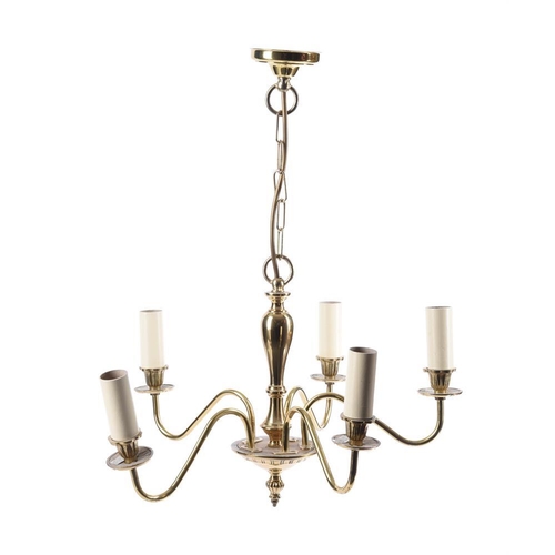 384 - A group of various 20th century lighting, to include a cylindrical chandelier, 40cm high, a set of n... 