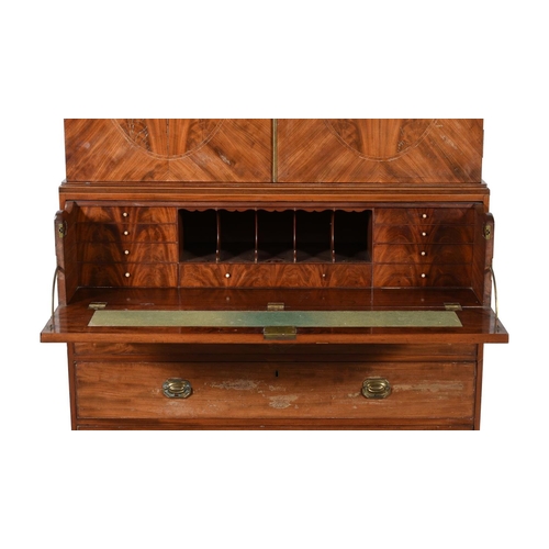 494 - A George III mahogany secretaire bookcase, c.1800, 116cm wide, 58cm deep, 196cm high
Provenance: Pro... 