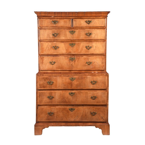 493 - A late 18th century George III mahogany chest on chest, 101cm wide, 50cm deep, 165cm high