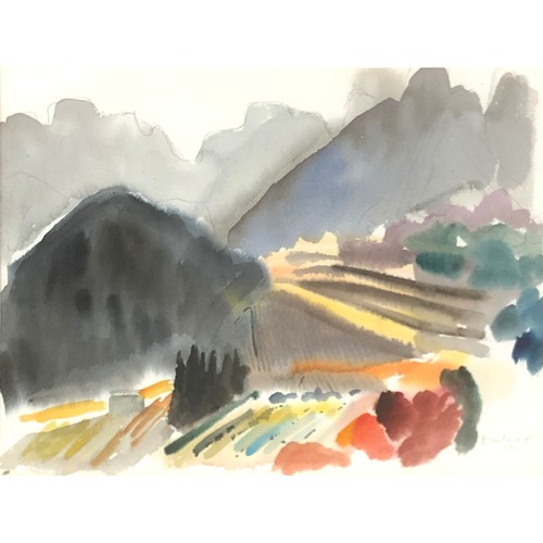 353 - Clive Blackmore (b.1940), 'Vineyards and Mountains Autumn Provence', watercolour, signed and dated 1... 