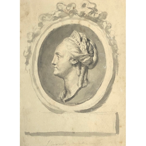 248 - Attributed to Étienne Maurice Falconet (1716-1791), monochrome portrait of a lady, the paper inscrib... 