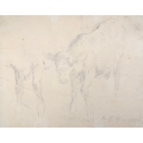 260 - Jean-Baptiste Huet (1745-1811), study of cows, pencil sketch, signed and dated 1776, 11x14cm

Proven... 