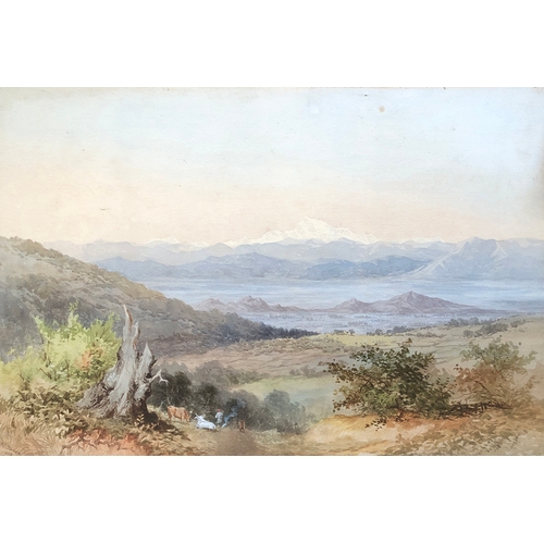 280 - George Strahan (1839-1913), an early 20th century watercolour of a mountainous landscape, titled '??... 