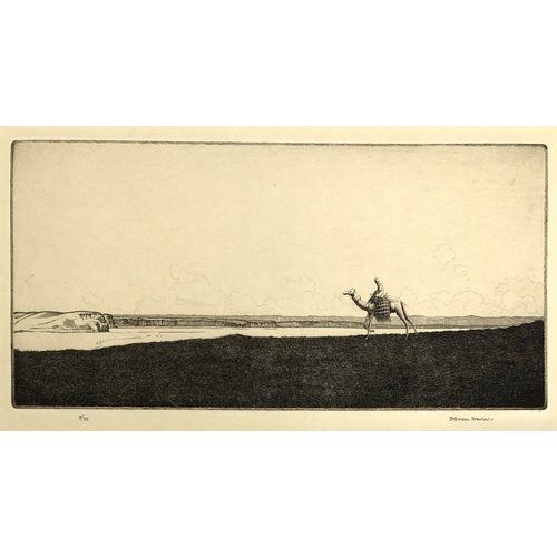 252 - Herbert Gordon Warlow (1885-1942), camel rider in the desert, drypoint etching, signed and numbered ... 