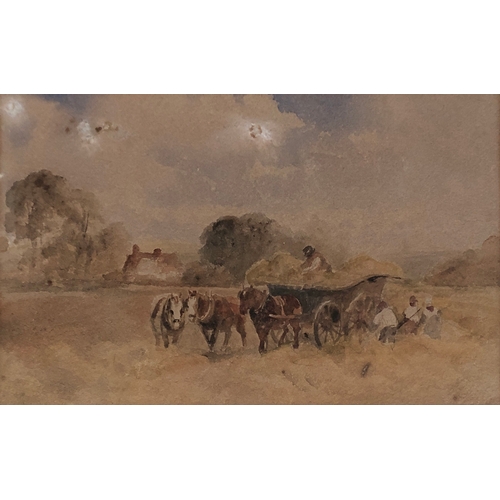 286 - Peter de Wint (1784-1849), 'Carrying Hay', watercolour, label to verso stating 'purchased at Christi... 