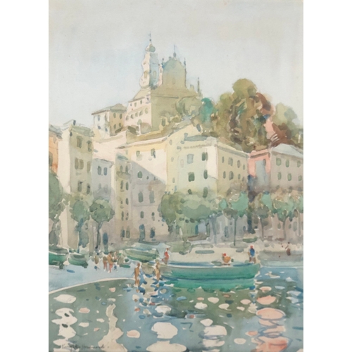 287 - Arthur Henry Knighton Hammond (1876-1970), harbour scene, possibly in the Gulf of Genoa, Italy, wate... 