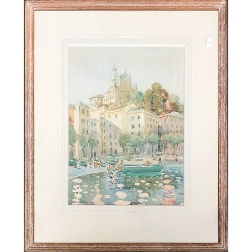 287 - Arthur Henry Knighton Hammond (1876-1970), harbour scene, possibly in the Gulf of Genoa, Italy, wate... 