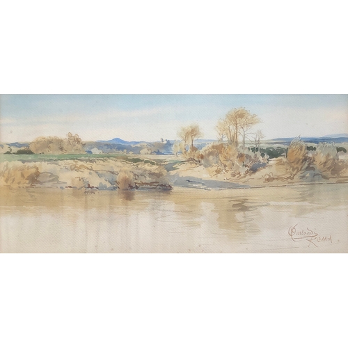 294 - Onorato Carlandi (Italian, 1848-1939), watercolour, Italian landscape, signed and inscribed 'Roma', ... 