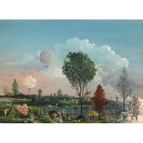 358 - Carl Grünwald (German, 1907-1968), 'The Four Seasons', Arcadian fantasy landscape with figures and a... 