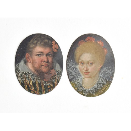 99 - Follower of Michiel Jansz. van Mierevelt, a pair of 17th century portrait miniatures on copper of a ... 