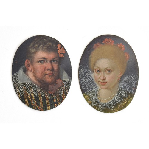 99 - Follower of Michiel Jansz. van Mierevelt, a pair of 17th century portrait miniatures on copper of a ... 