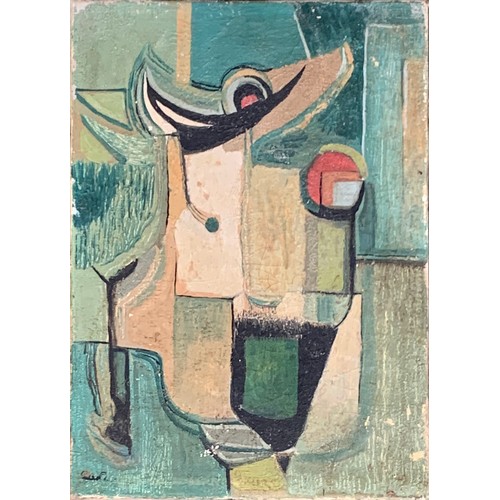 348 - Early 20th century abstract, oil on canvas, signed indistinctly lower left, 25.5x36cm