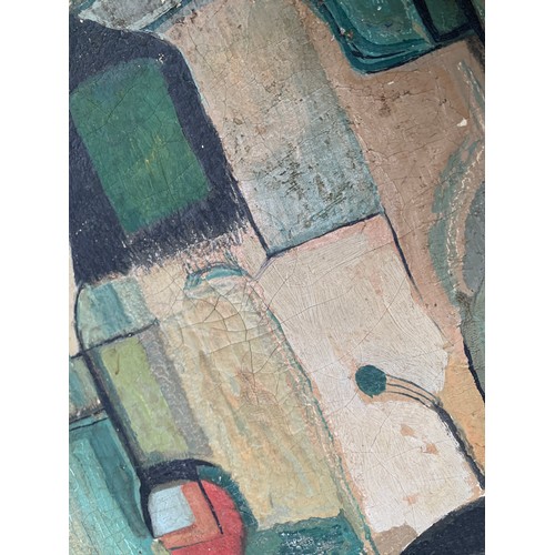 348 - Early 20th century abstract, oil on canvas, signed indistinctly lower left, 25.5x36cm