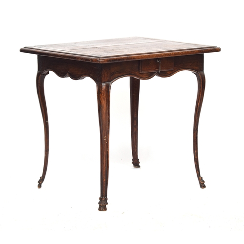 533 - A French provincial side table, 18th century, the later rectangular top over a single frieze drawer ... 