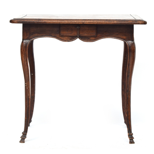 533 - A French provincial side table, 18th century, the later rectangular top over a single frieze drawer ... 