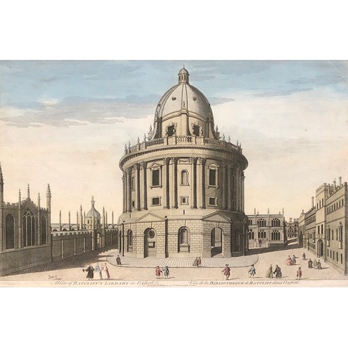 231 - Late 18th/early 19th century coloured engraving, 'A View of Ratcliff's Library in Oxford', c.1780-18... 