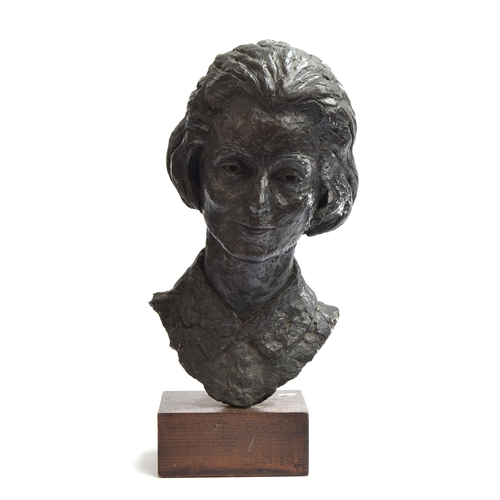 112 - Plaster resin bust of Barbara Castle, 52.5cm high including plinth