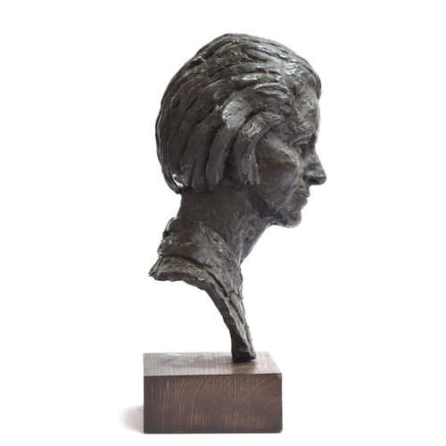 112 - Plaster resin bust of Barbara Castle, 52.5cm high including plinth