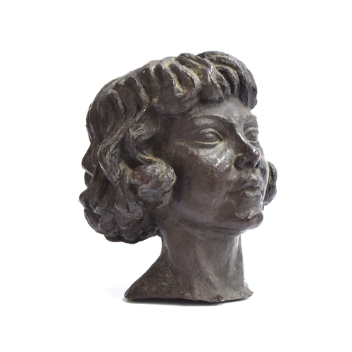 113 - Richard McDermott Miller (American, 1922-2004), Bronze head of a woman, signed RMM, 29cm high