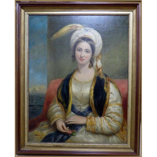 329 - Attributed to Thomas Phillips RA (1770-1845), oil on canvas, portrait of Sarah Siddons (1755–1831), ... 