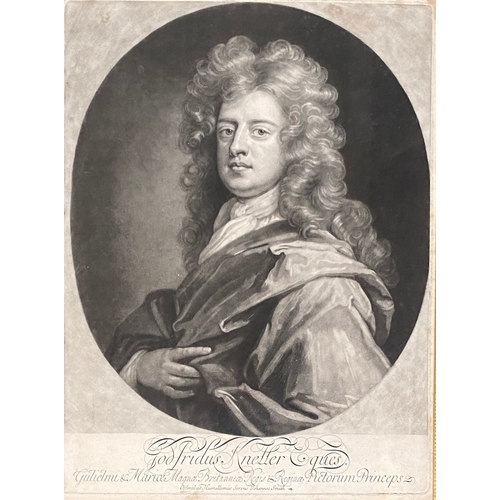 234 - John Smith (1652-1743) after Sir Godfrey Kneller, self portrait, mezzotint, 37x28cm