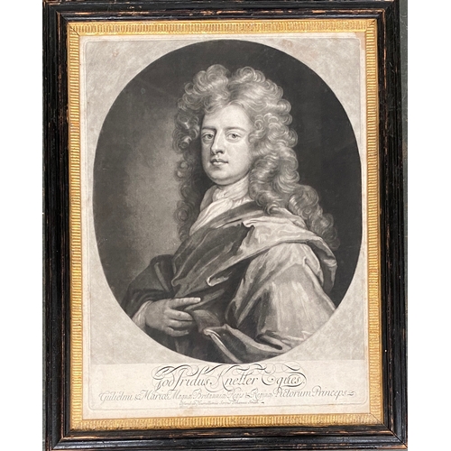 234 - John Smith (1652-1743) after Sir Godfrey Kneller, self portrait, mezzotint, 37x28cm