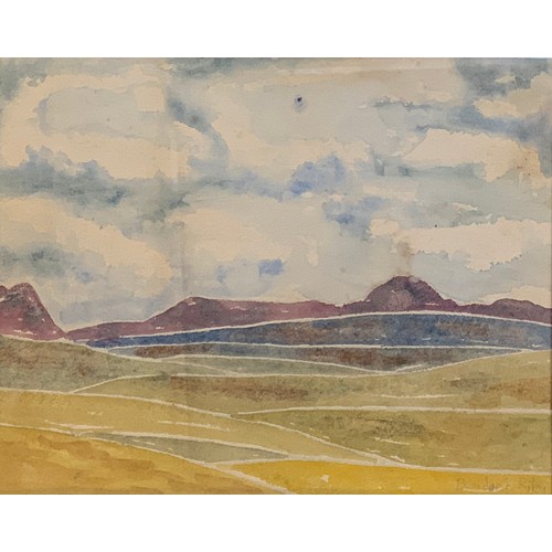 354 - Attributed to Bridget Riley (b.1931), 'Spain, on Road to Córdoba', watercolour on paper, double side... 