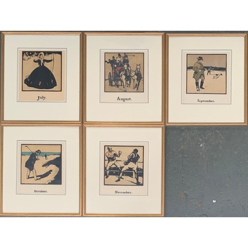 254 - Sir William Nicholson (1872-1949), 'A sporting calendar', the full set of twelve colour woodblock pr... 