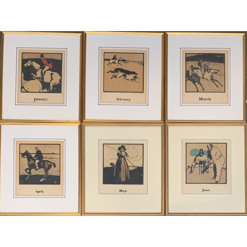 254 - Sir William Nicholson (1872-1949), 'A sporting calendar', the full set of twelve colour woodblock pr... 