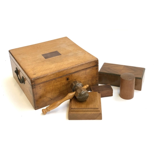 315 - A 19th century oak canteen box by Johnson Walker & Tolhurst, London, with brass carry handles 32cmW;... 