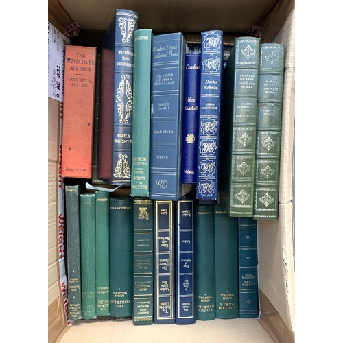 328 - Two mixed boxes of hardback books to include Dickens, P.G Wodehouse, Emily Bronte etc