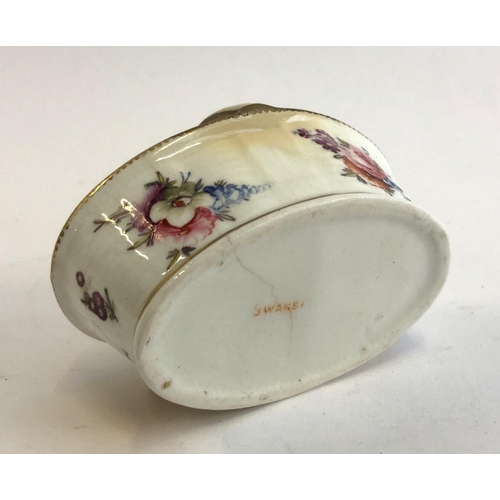 171 - An early Swansea hand-painted ceramic basket with red Swansea stamp to base (af)