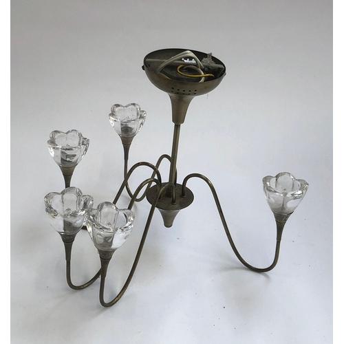 244 - A glass drop chandelier af, approx. 50cmL; together with two others