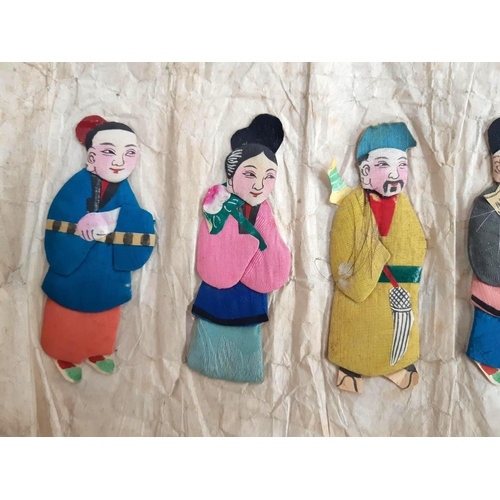 238 - A 20th century Chinese 'Traputo' stumpwork of immortals, in cut out fabric and painted card mounted ... 