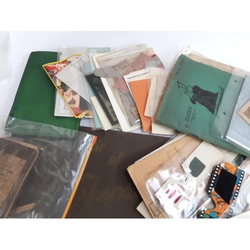 401 - A mixed lot to include cigarette cards, postcards, stamps, ephemera, photo negatives to include rail... 