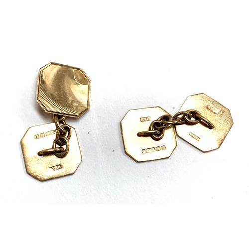 2 - A pair of 9ct gold engine turned cufflinks, 4.4g