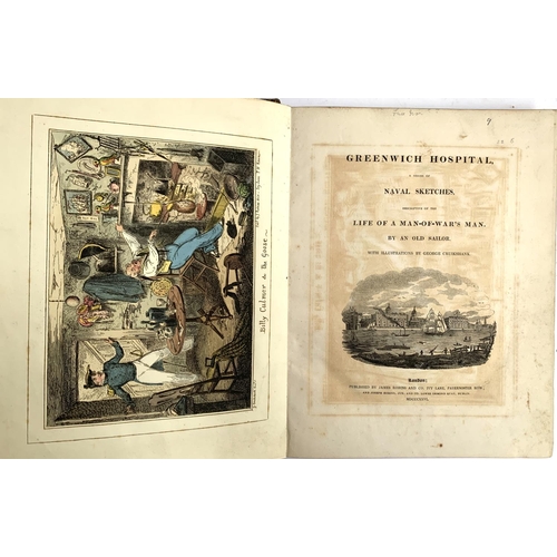 408 - BOOK: CRUIKSHANK, G. (illus.) and BARKER, M., 'Greenwich Hospital A Series of Naval Sketches Descrip... 