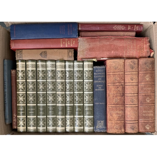 456 - BOOKS MISCELLANEOUS: 2 boxes of books to include seven early bound volmes of 'Punch' from the librar... 