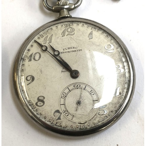 67 - An Elhero Watch Co. fob watch, the silvered dial with Arabic numerals and subsidiary seconds, marked... 