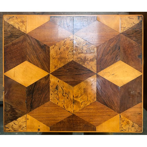 313 - A 19th century Tunbridge ware parquetry box, various woods, 23cmW